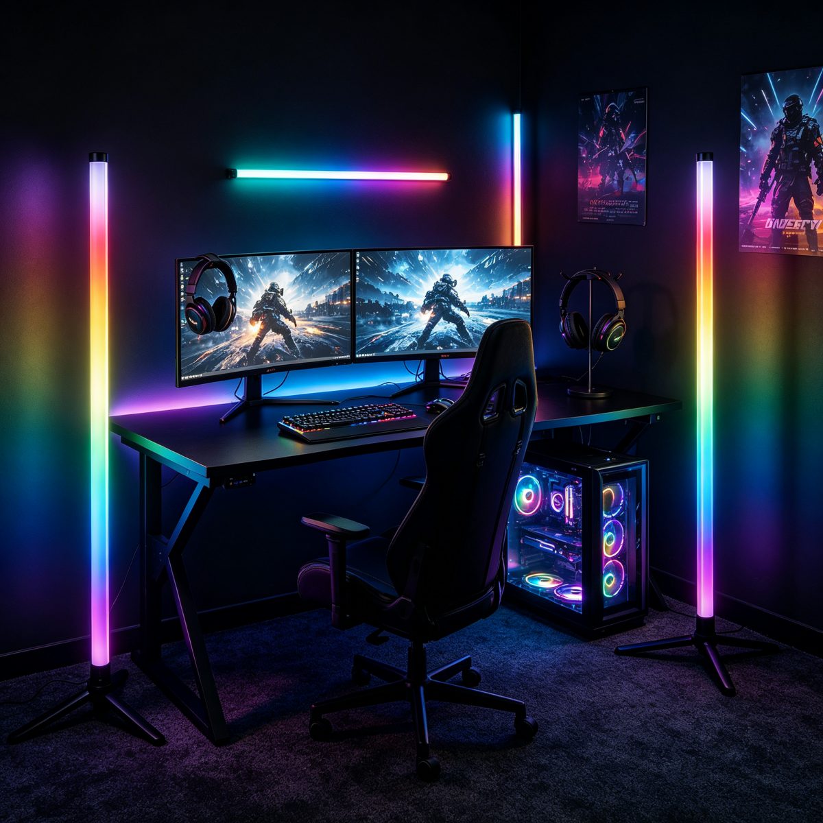 RGB Color Changing LED Floor Lamp Gaming Room Smart Mood Light APP Control