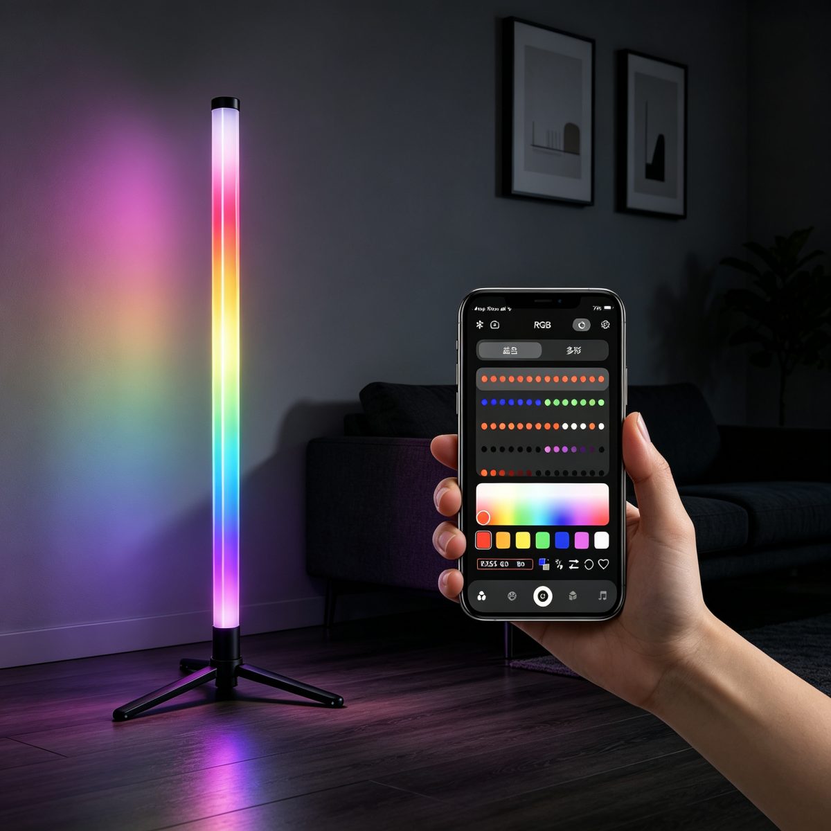 RGB Color Changing LED Floor Lamp Gaming Room Smart Mood Light APP Control