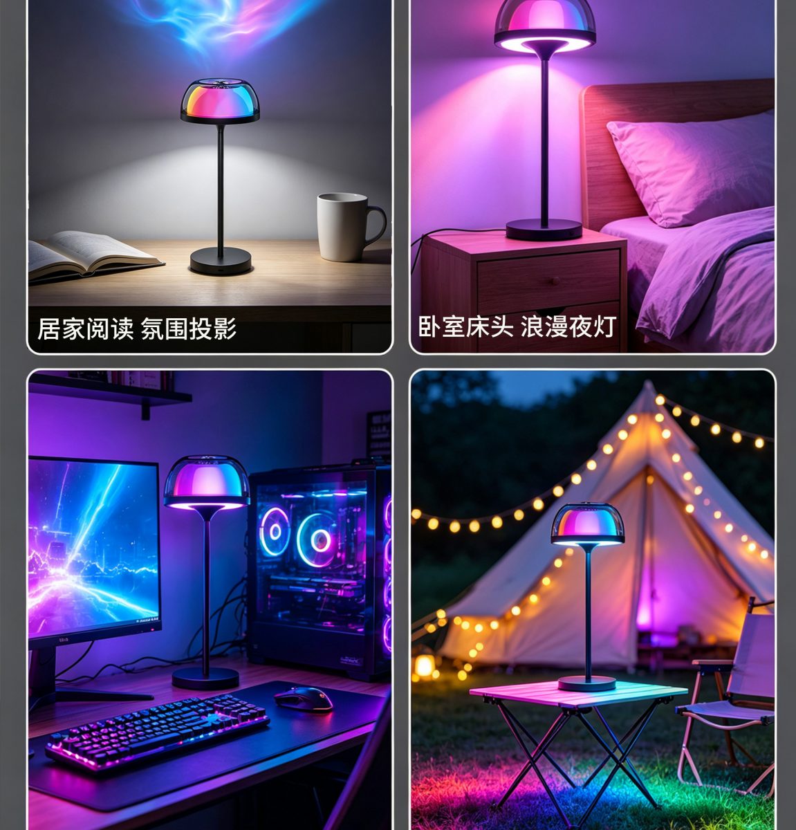 RGBIC Northern Lights LED Table Lamp Bedroom Smart Mood Light Remote WiFi Touch